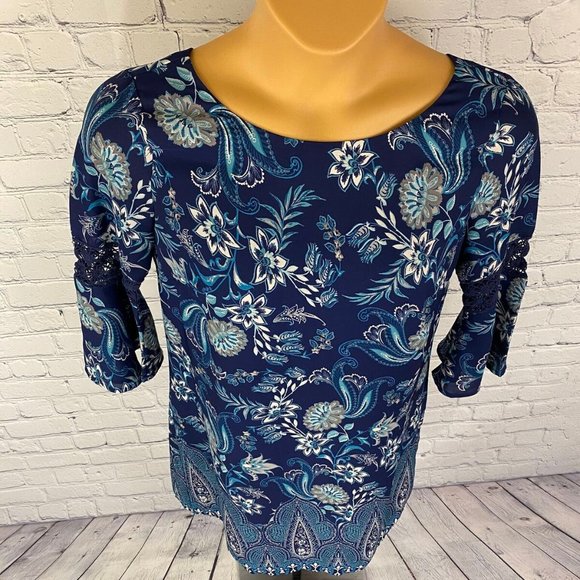 Luxology Blue Boho Floral  Paisley  Shift  Dress - Picture 3 of 8
